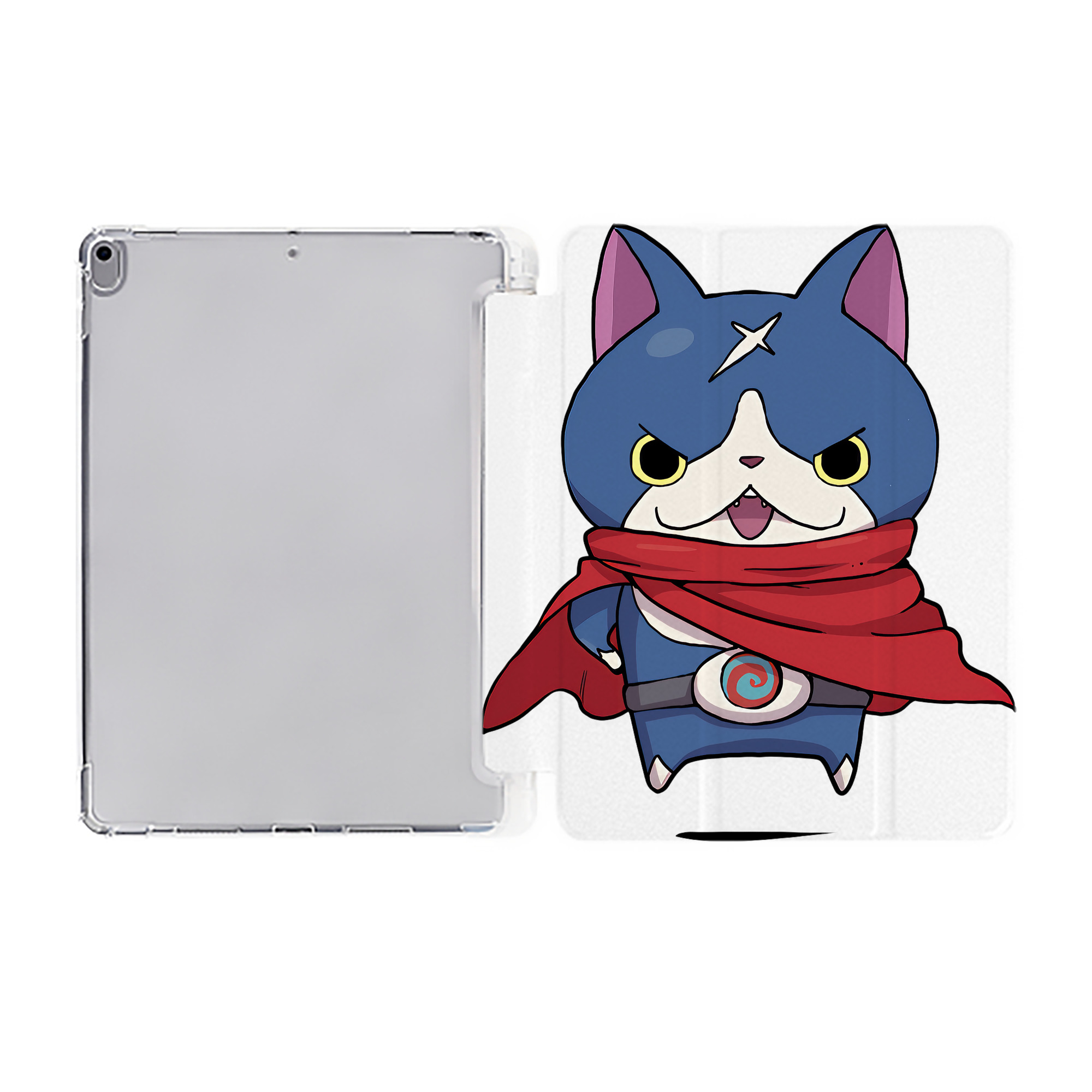 （画像用） 妖怪ウォッチ Yo-kai Watch IPad ケース ペン収納付き 三つ折りスタンド PUレザー×シリコン 対応機種9.5/10.5/10.9インチ